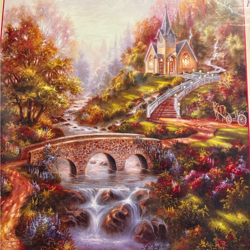 Jigsaw puzzle 26” X 32” Mountain Chapel by Klaus Struble 1500 pieces